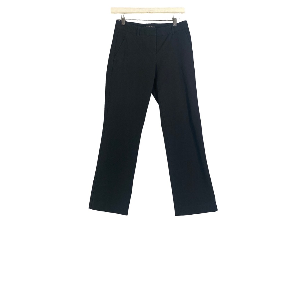 Theory Womens Corporate Goth Minimalist Luxury Dress Pants 2 Black Straight Leg